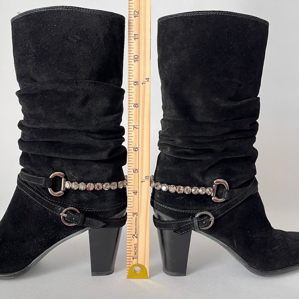 Stuart Weitzman Slouch Crystal Wrap Buckle Boots … - image 6